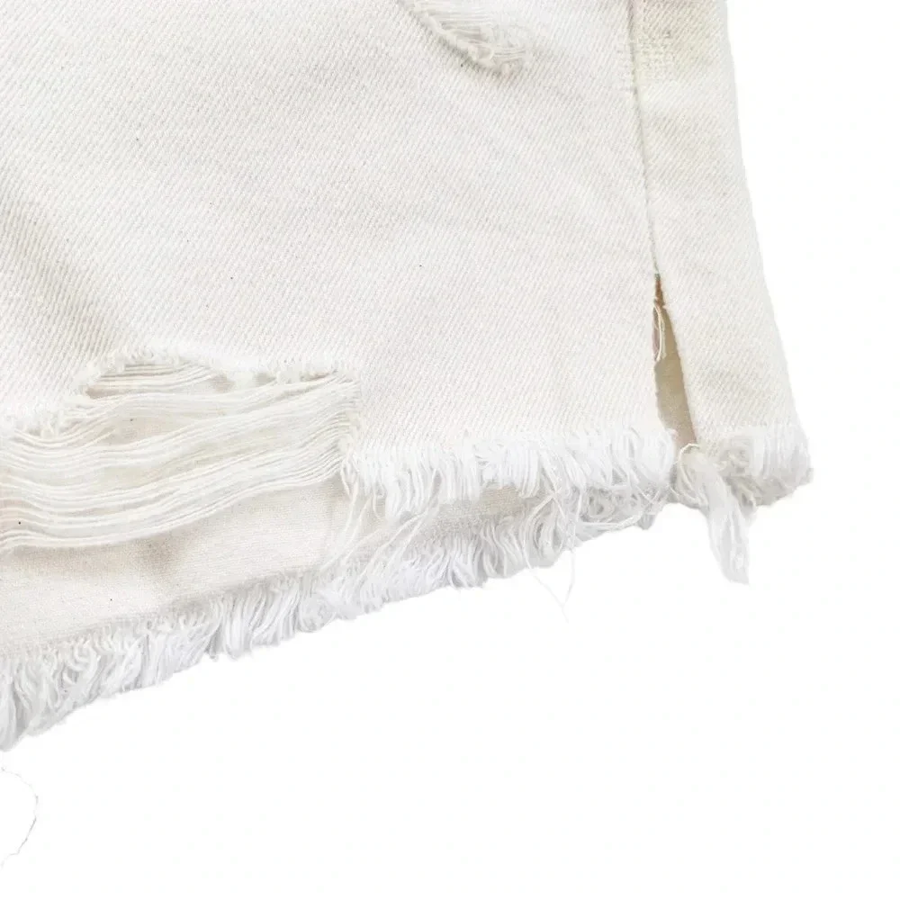 NWT Free People Makai Cutoff Short Off White Denim Distressed Size 24